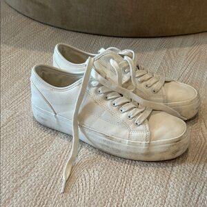 Zara White Platform Lace-Up Sneakers